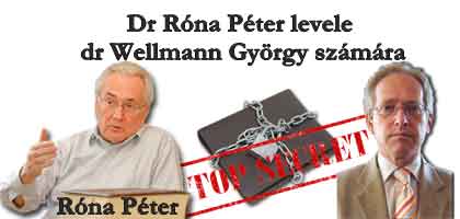 Dr Róna Péter levele dr Wellmann György számára