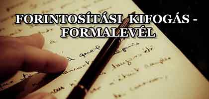 FORINTOSÍTÁSI KIFOGÁS - FORMALEVÉL.