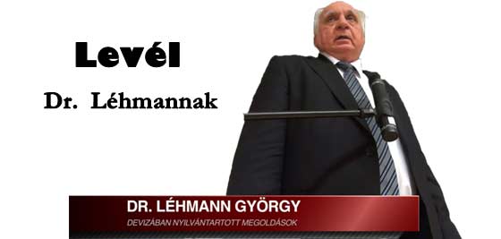 LEVÉL DR. LÉHMANN GYÖRGYNEK.