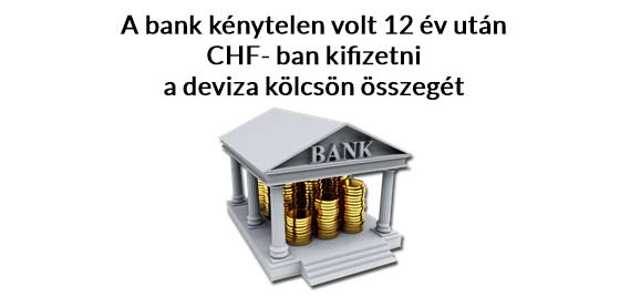 A bank kénytelen volt 12 év után CHF- ban kifizetni a deviza kölcsön összegét