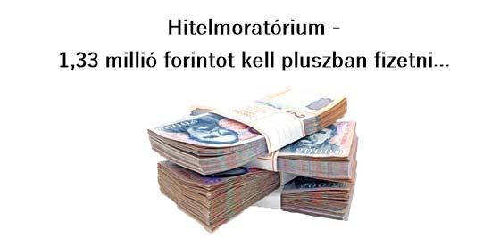 Hitelmoratórium - 1,33 millió forintot kell pluszban fizetni